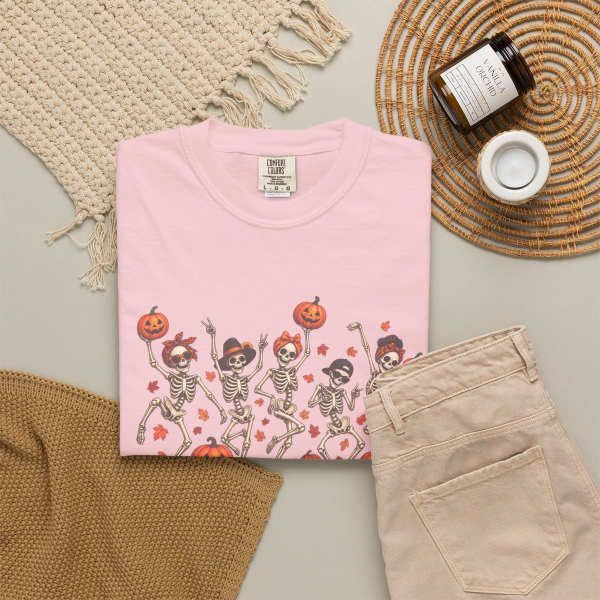 Dancing Skeletons & Pumpkins Halloween T-Shirt