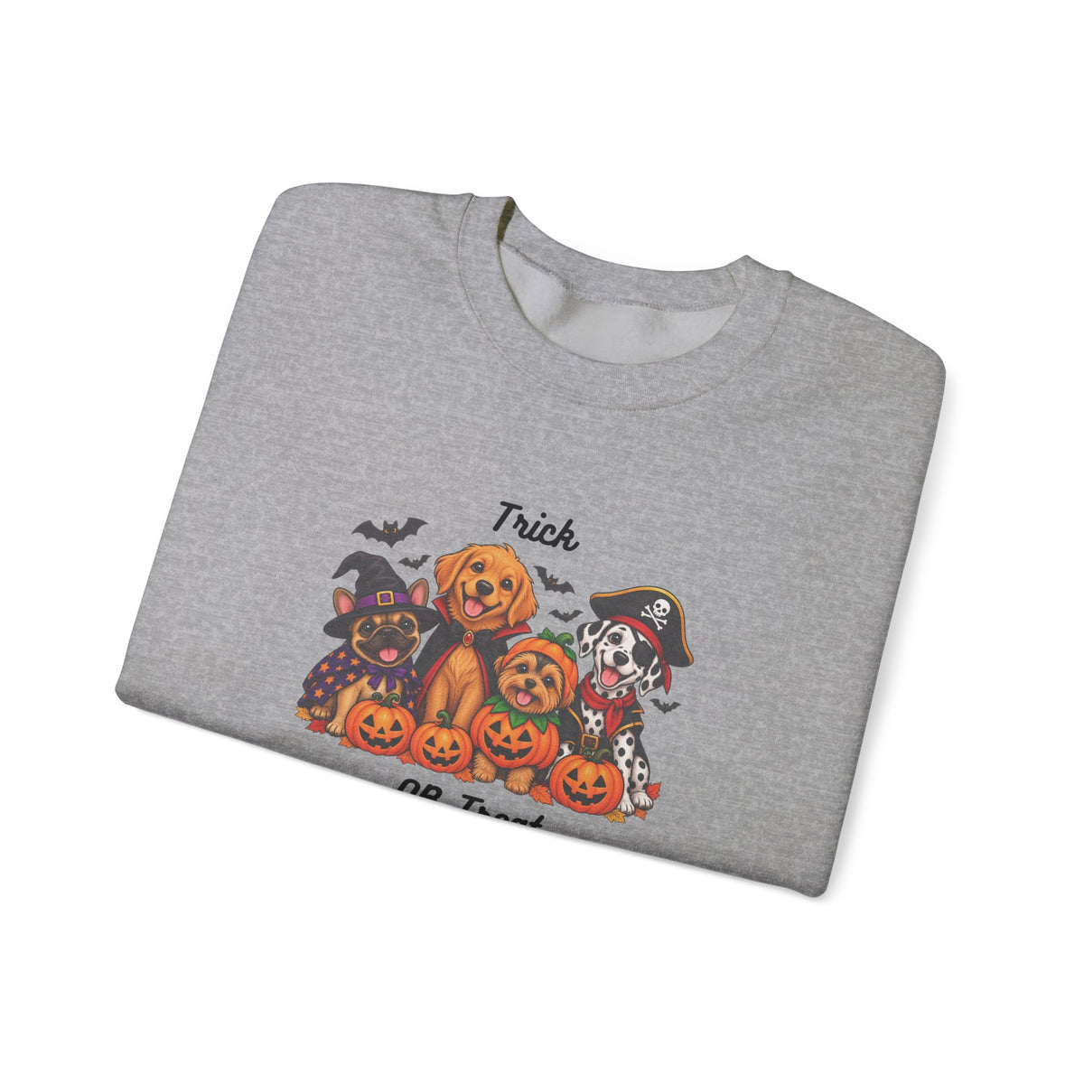 Halloween Puppies Crewneck Sweatshirt — "Trick or Treat" Pumpkin Dog Design