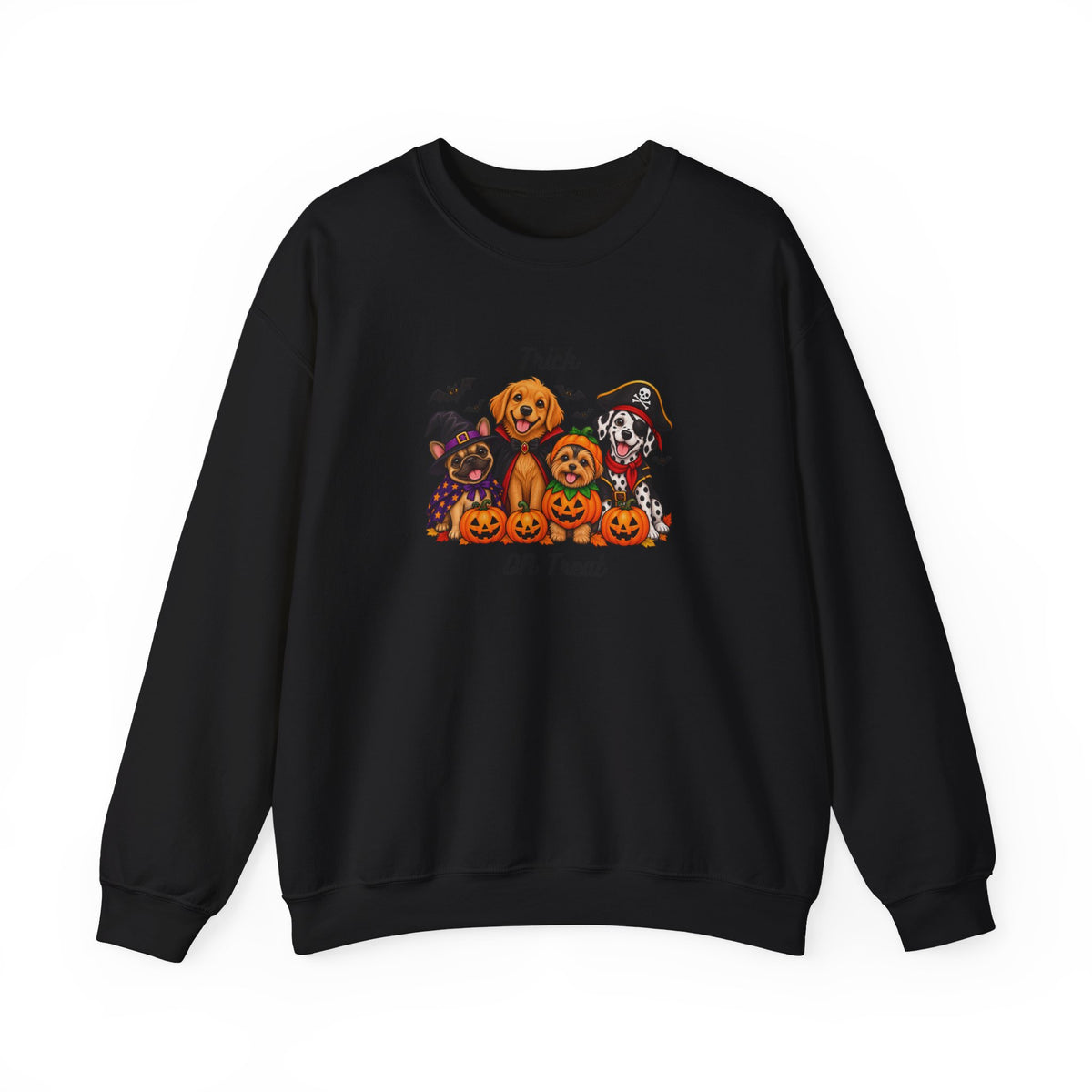 Halloween Puppies Crewneck Sweatshirt — "Trick or Treat" Pumpkin Dog Design