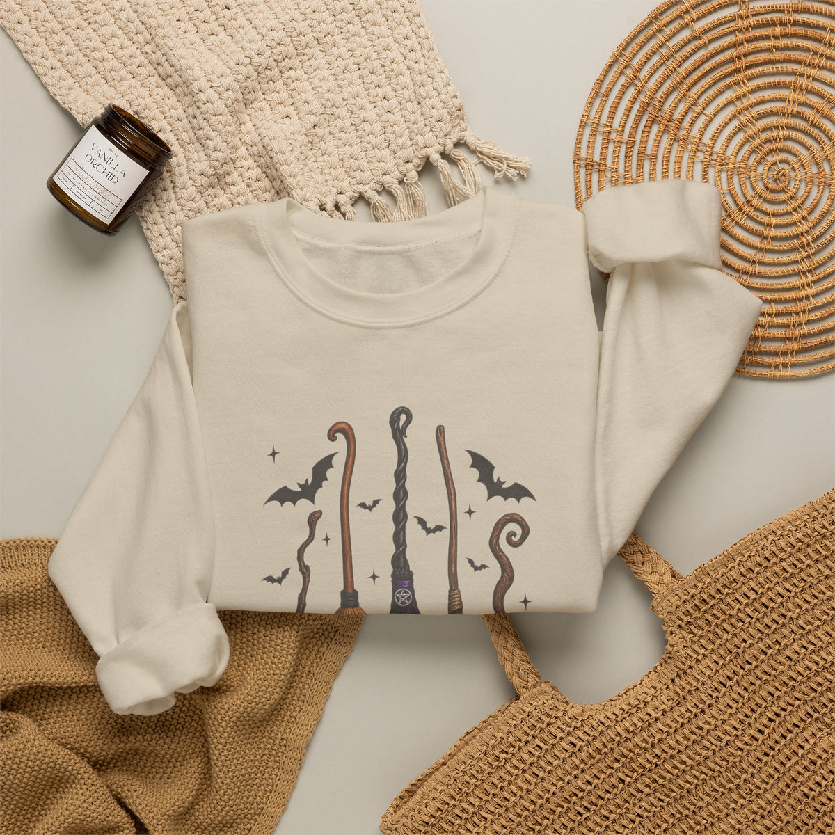 Witch Brooms Sweatshirt - "A Girl's Got to Have Options" Halloween Crewneck