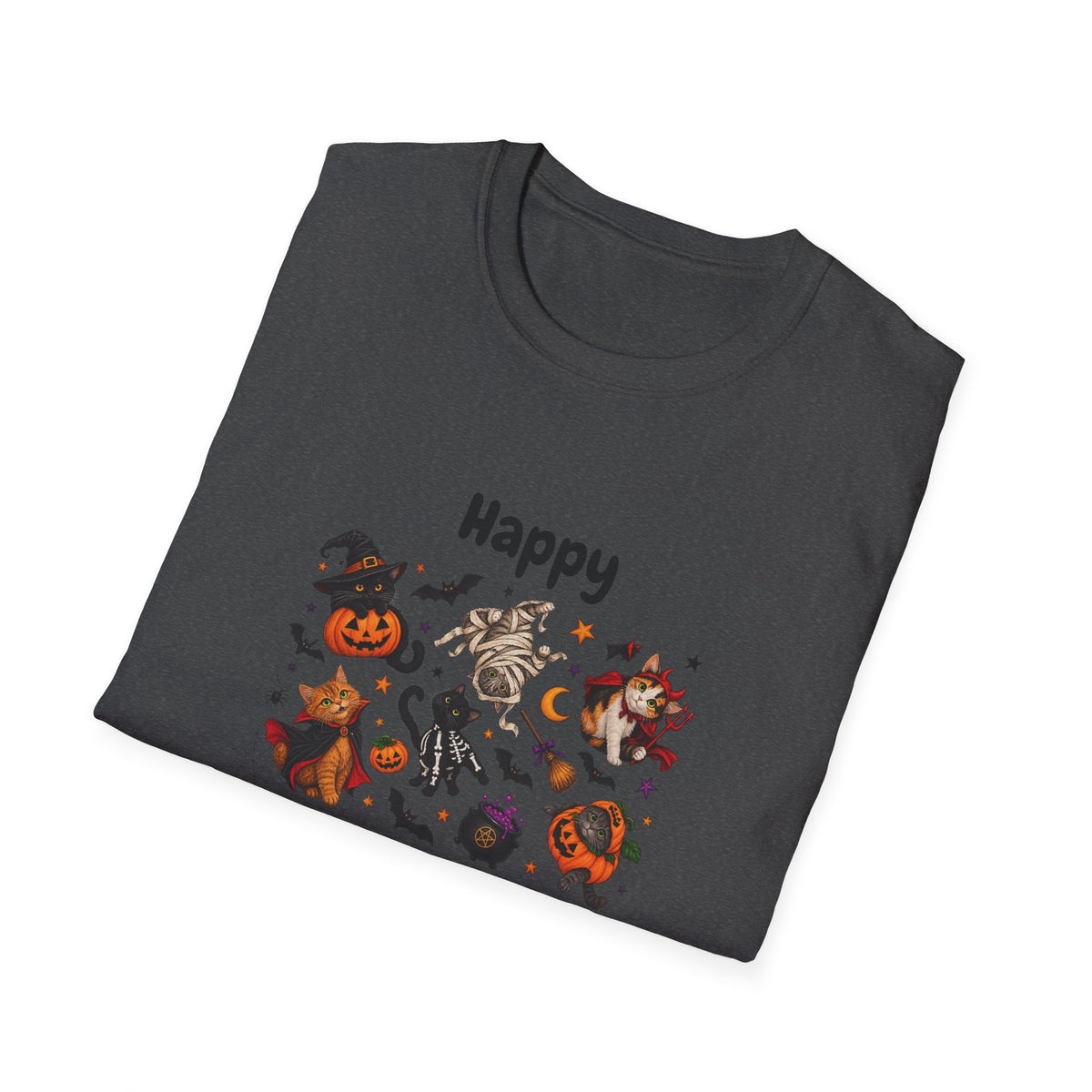 Halloween Cats & Pumpkins Cute Spooky Graphic Tee