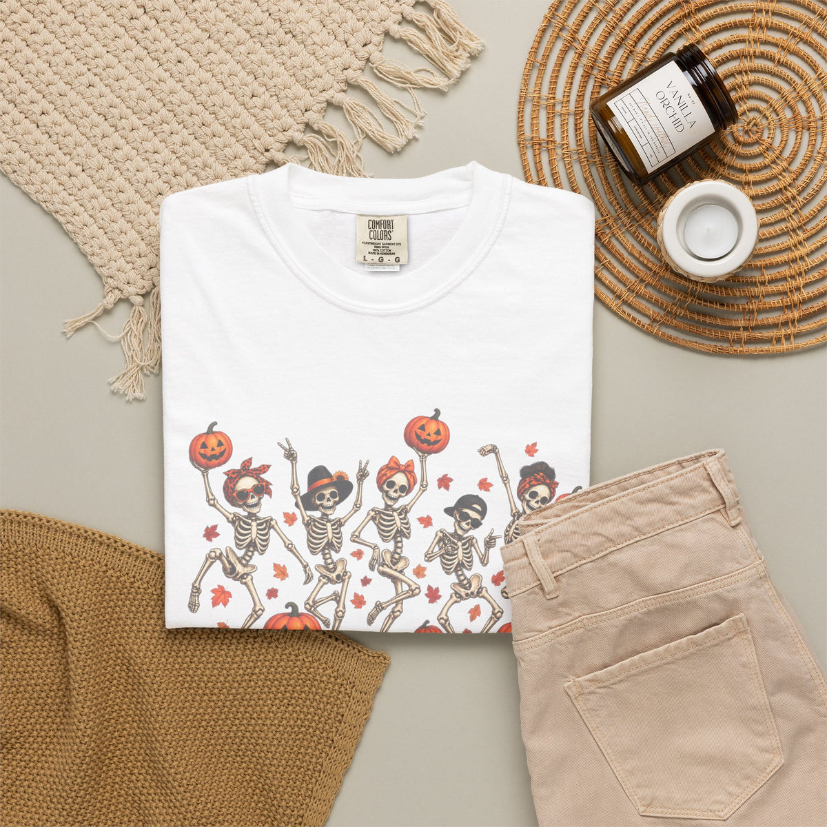 Dancing Skeletons & Pumpkins Halloween T-Shirt