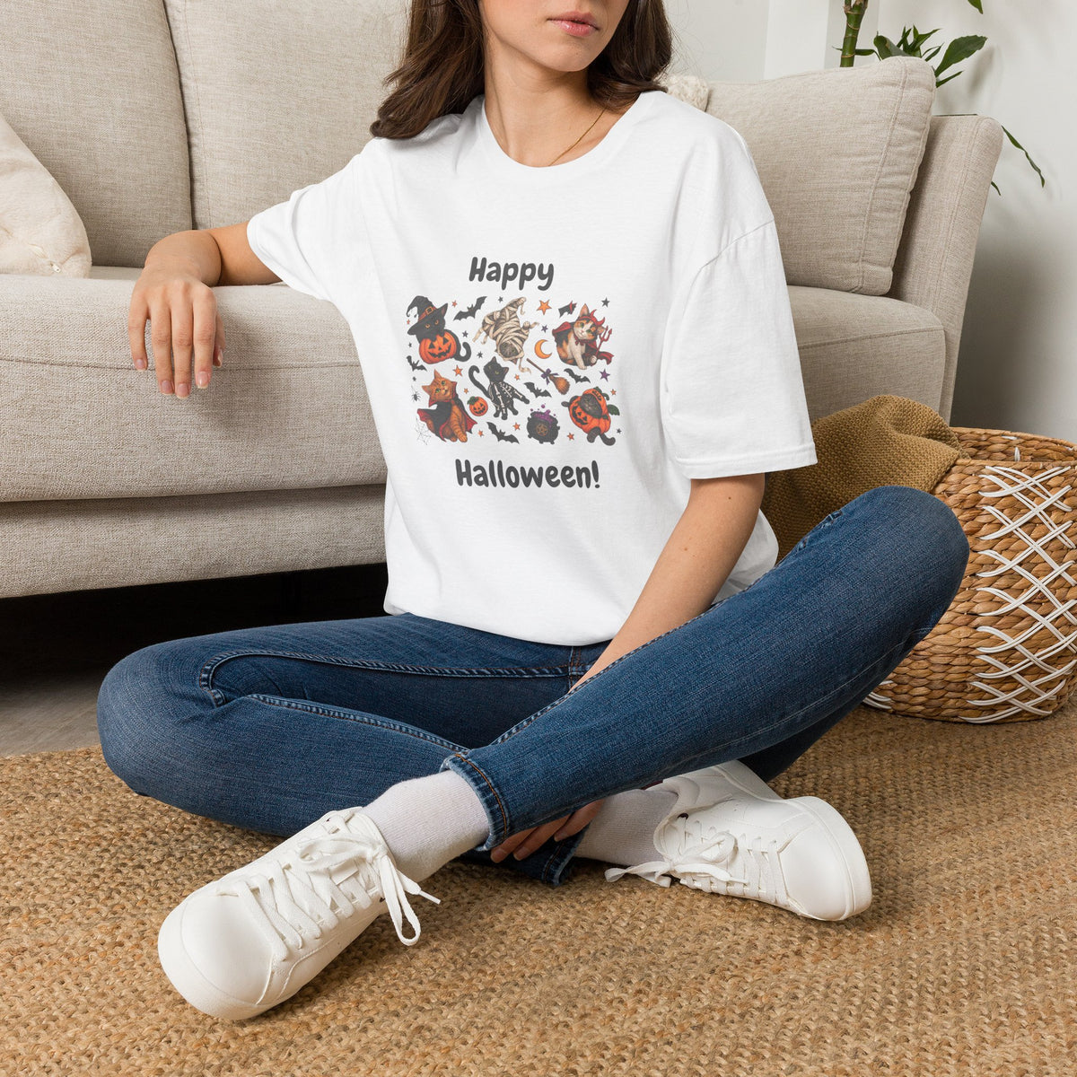 Halloween Cats & Pumpkins Cute Spooky Graphic Tee