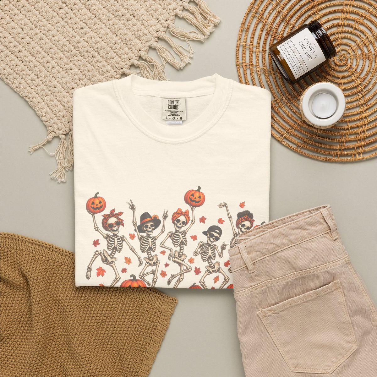 Dancing Skeletons & Pumpkins Halloween T-Shirt