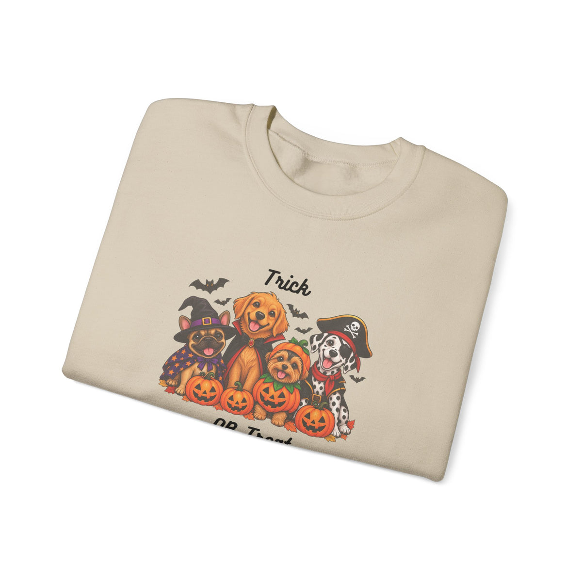 Halloween Puppies Crewneck Sweatshirt — "Trick or Treat" Pumpkin Dog Design