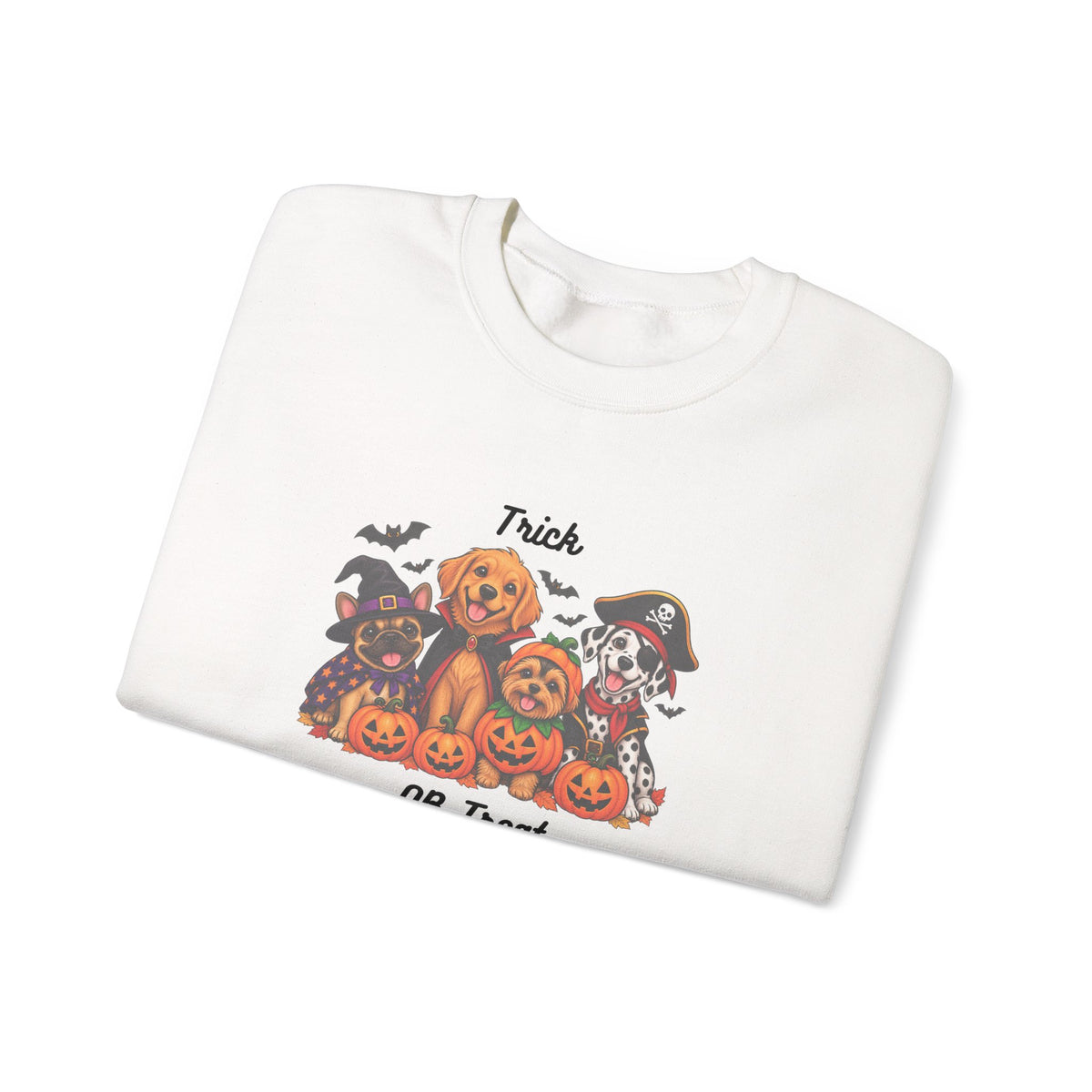 Halloween Puppies Crewneck Sweatshirt — "Trick or Treat" Pumpkin Dog Design