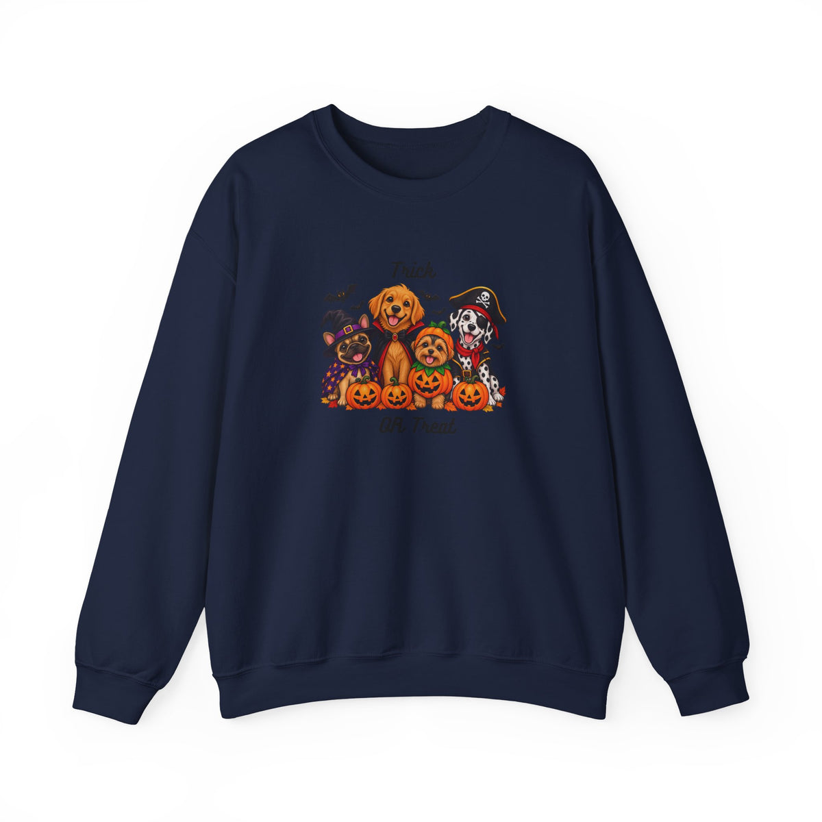 Halloween Puppies Crewneck Sweatshirt — "Trick or Treat" Pumpkin Dog Design