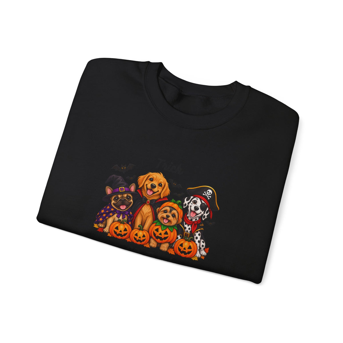 Halloween Puppies Crewneck Sweatshirt — "Trick or Treat" Pumpkin Dog Design