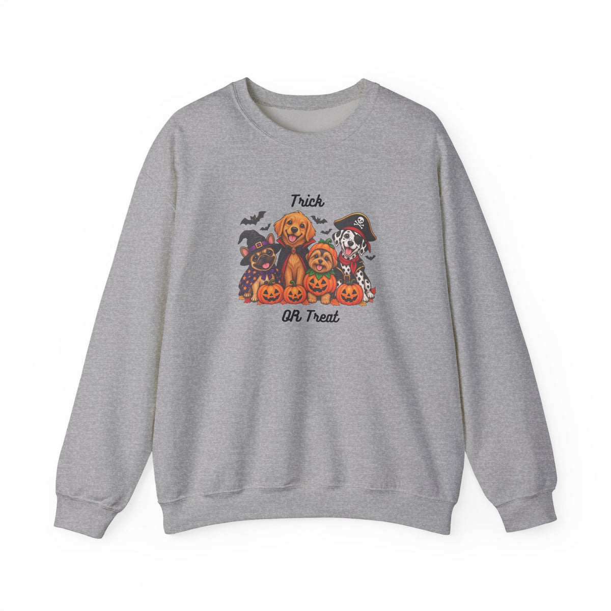 Halloween Puppies Crewneck Sweatshirt — "Trick or Treat" Pumpkin Dog Design