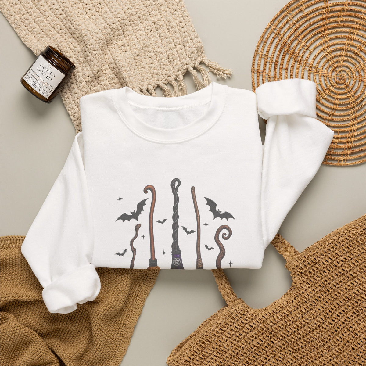 Witch Brooms Sweatshirt - "A Girl's Got to Have Options" Halloween Crewneck