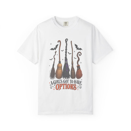 Witch Broom Options T-Shirt —  Halloween Tee