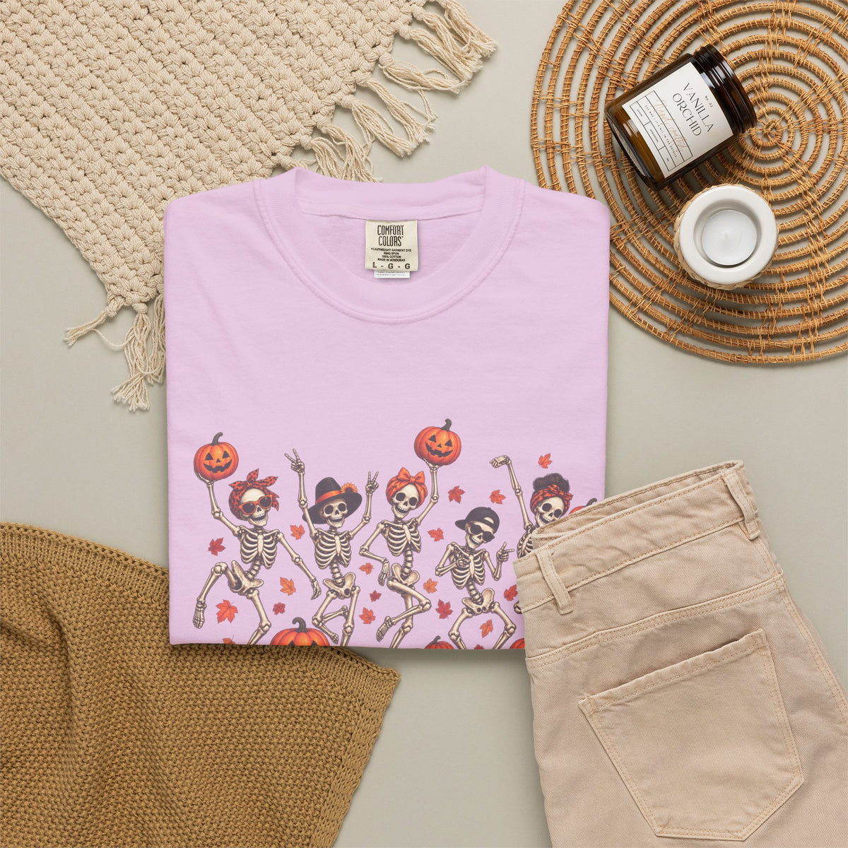 Dancing Skeletons & Pumpkins Halloween T-Shirt