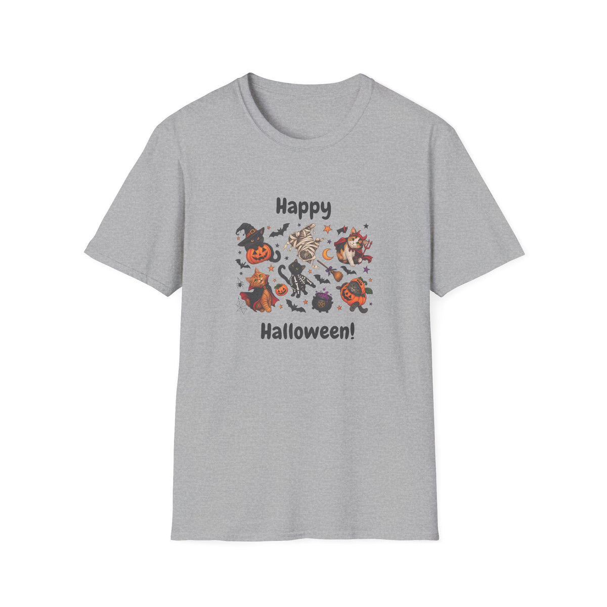 Halloween Cats & Pumpkins Cute Spooky Graphic Tee