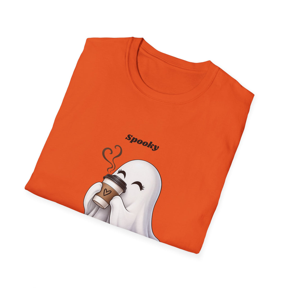 Spooky Season Ghost with Coffee T-Shirt | Halloween Ghost Latte Tee
