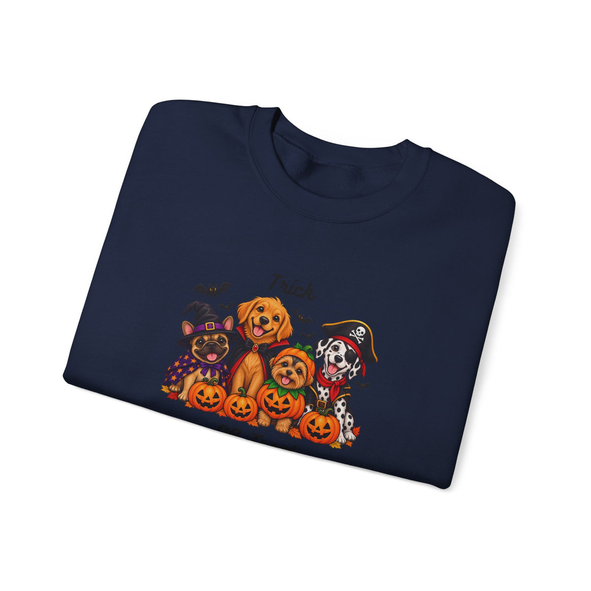 Halloween Puppies Crewneck Sweatshirt — "Trick or Treat" Pumpkin Dog Design