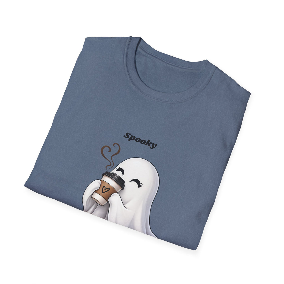 Spooky Season Ghost with Coffee T-Shirt | Halloween Ghost Latte Tee